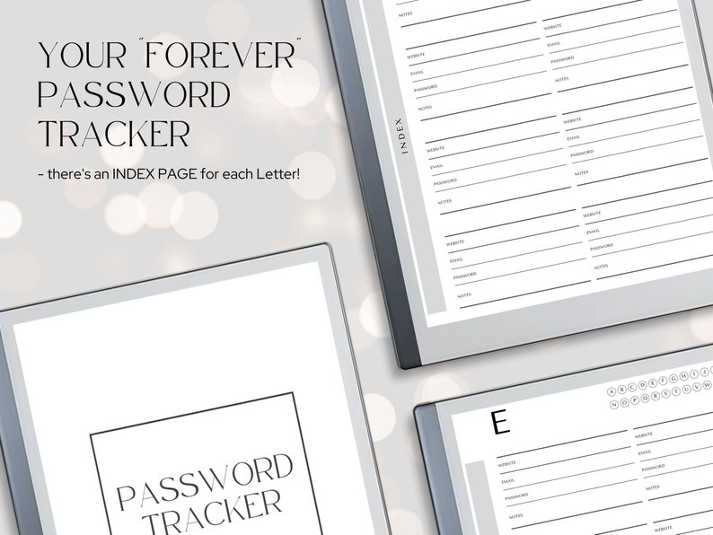 Password Tracker | Password Organizer | Alphabeticalized and Fully Hyperlinked | reMarkable Templates image 4