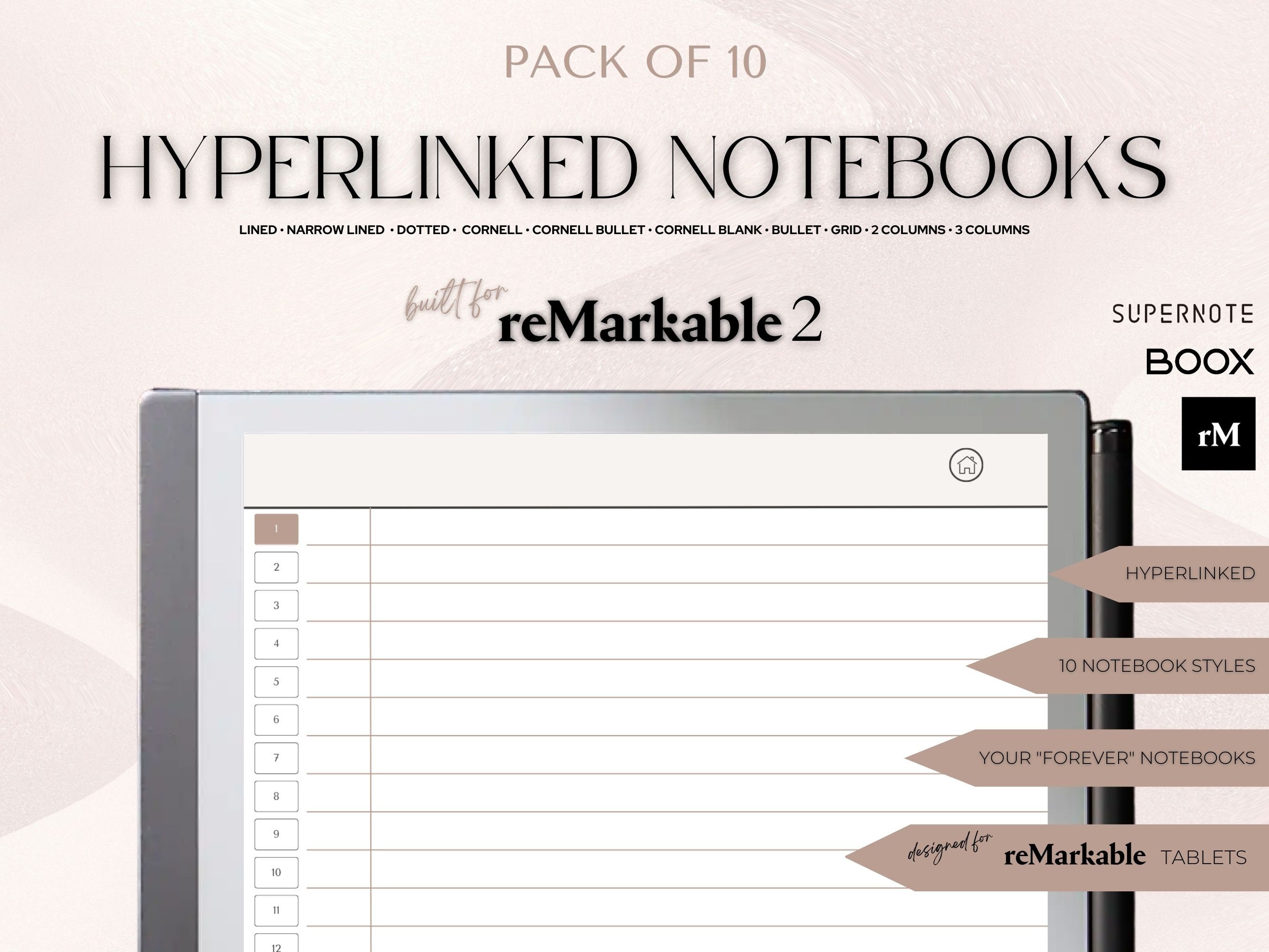 Hyperlinked NOTEBOOKS 10 PACK Remarkable 2 Templates Digital Etsy Hyperlinked NOTEBOOKS 10 PACK Remarkable 2 Templates Digital Etsy