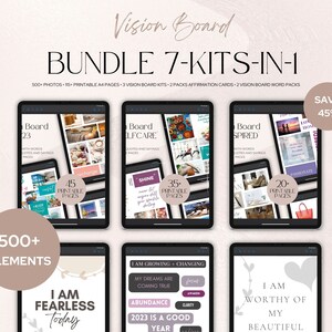 BUNDLE imprimable Ultimate Vision Board pour 2024 | Plus de 115 pages imprimables | Croyez aux possibilités | Loi de l'attraction | Kit de fête Vision Board !