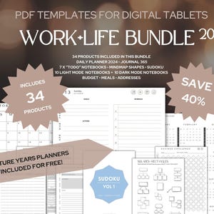 WORK LIFE Deluxe Bundle | Made for reMarkable, BOOX, GoodNotes, all Annotation Apps | 40% Off