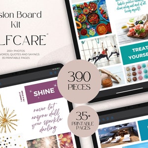 Vision Board Kit "SelfCare" | Vision Board Printable | Law of Attraction | Vision Board Party Kit | Mental Health Template | Vision Board