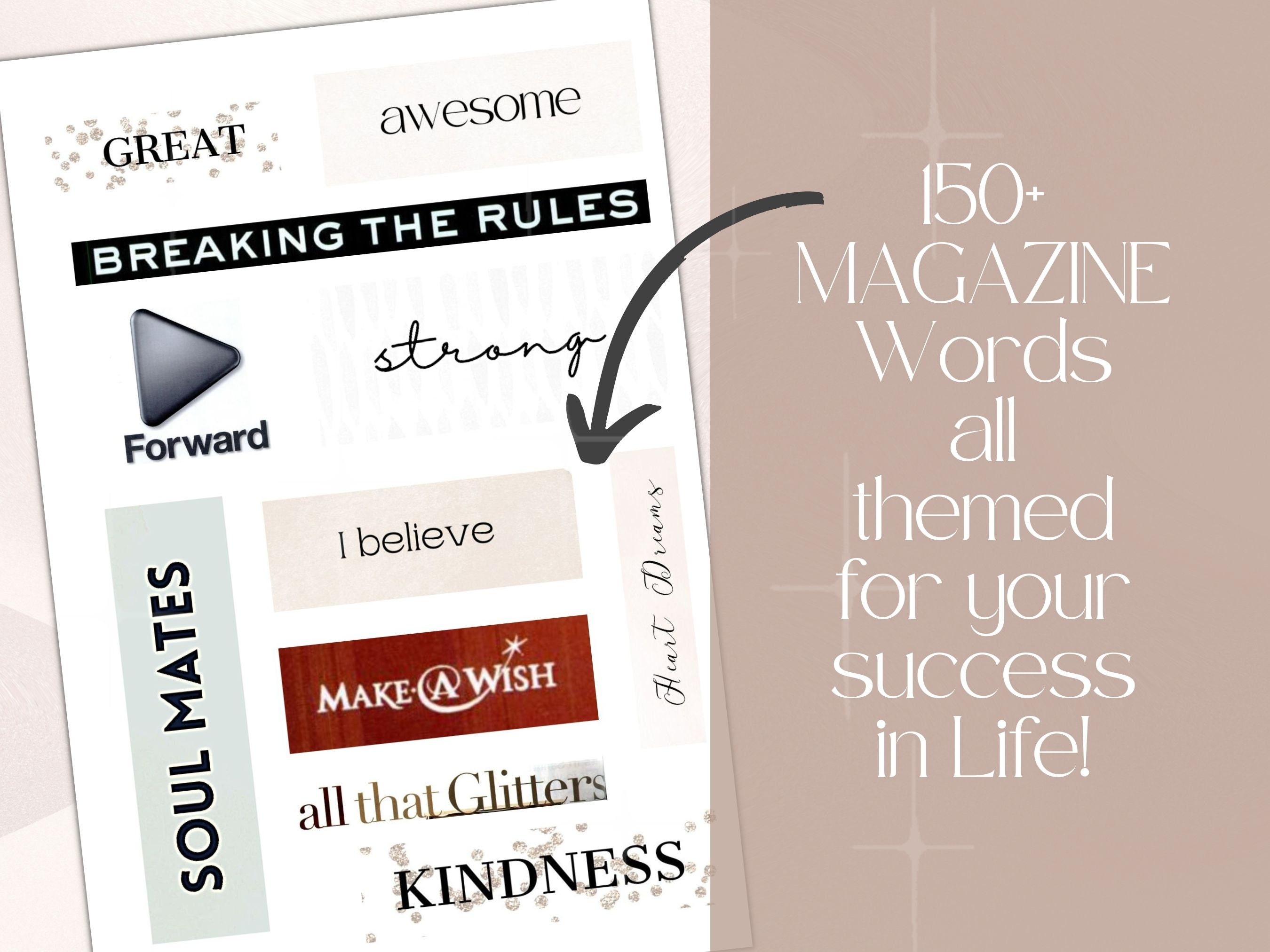 150+ Vision Board Words "life" Printable Magazine Words | Vision Board ...
