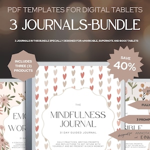 JOURNAL Bundle for Her - 3 Journals in this Bundle | Journal Templates | Daily Journal | Hyperlinked |