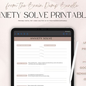 ANXIETY Solve - Helps you Feel Better and Process the hard stuff | Part of the Brain Dump Printable | ADHD | Anxiety Planner | LifeCoach