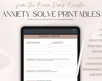 Anxiety Solve Printable – Brain Dump Worksheet (Digital Download)