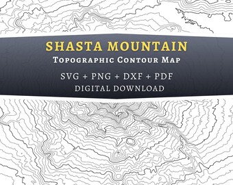 Shasta Mountain Topographic Contour Map, Colorado Mountain SVG (Digital Download)