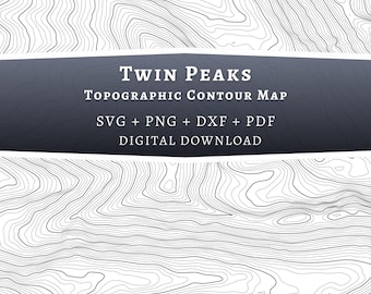 Twin Peaks Topographic Contour Map, Colorado Mountain SVG (Digital Download)