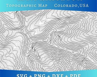 Mt.Princeton Topographic Map SVG, Colorado Mountain Contour Lines, Laser Engraving File, Cricut Design Digital Download