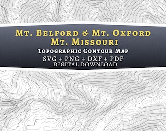 Mt. BELFORD | Mt.OXFORD | Mt.Missouri Topographic Contour Map, Colorado Mountain SVG (Digital Download)