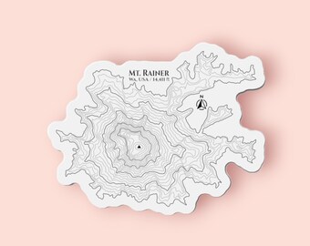Mt Rainier Topo Map Magnet, Mountain Lover Gift, Flexible Vinyl Nature Decor Souvenir
