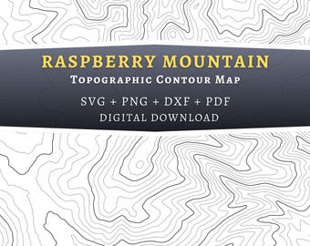 Raspberry Mountain Topographic Contour Map, Colorado Mountain SVG (Digital Download)