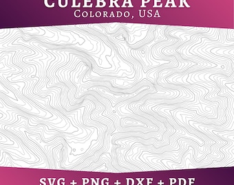 Culebra Peak Topographic Map SVG, Colorado Contour Line Map, Topo Design, Multi-layer Laser Cut File for Glowforge