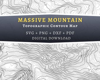Massive Mountain Topographic Contour Map, Colorado Mountain SVG (Digital Download)