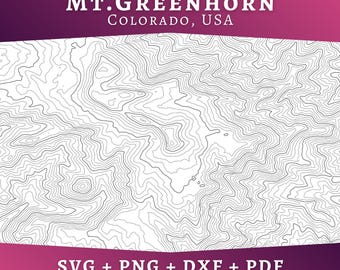 Mt Greenhorn Topographic Map SVG, Colorado Contour Line Map, Topo Design, Multi-layer Laser File Digital Download
