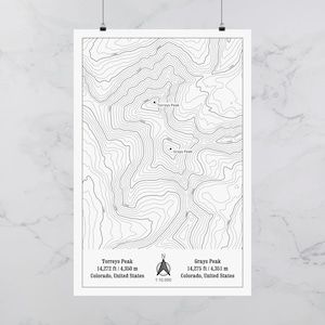 Grays and Torreys Peak Topographic Map Wall Decor, Mountain Wall Art, Home Decor, Dorm Room Poster, Gift for him,