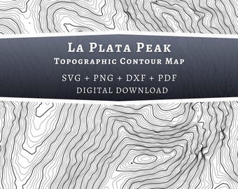 La Plata Peak Topographic Contour Map, Colorado Mountain SVG (Digital Download)