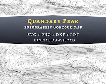 Quandary Peak Topographic Contour Map, Colorado Mountain SVG (Digital Download)
