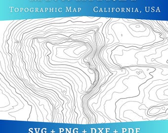 Mount Whitney Topo Map SVG Cut File, Layered Contour Line Art for Laser & Cricut, Digital Download, Mountain Hiker Gift