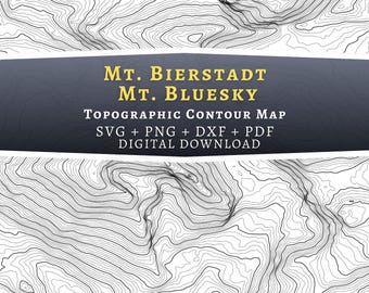 Mt. Bierstadt & Mt. Blue Sky Topographic Contour Map, Colorado Mountain SVG (Digital Download)