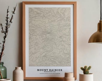 Mount Rainier Topographic Map Poster | Matte Vertical Poster | Unframed