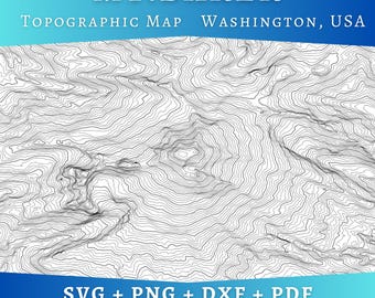 Mount Baker Topographic Map SVG, Washington Cascade Mountains Topo Lines, PNW Volcano Contour Map, Laser Cut File Digital Download