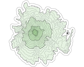 Mount Hood, Wy'East Volcanic Mountain Topographic Map, Mountain Sticker for Travel Lovers