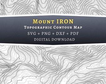 Mt. IRON Topographic Contour Map, Colorado Mountain SVG (Digital Download)