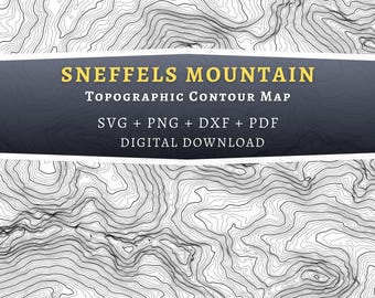 Sneffels Mountain Topographic Contour Map, Colorado Mountain SVG (Digital Download)