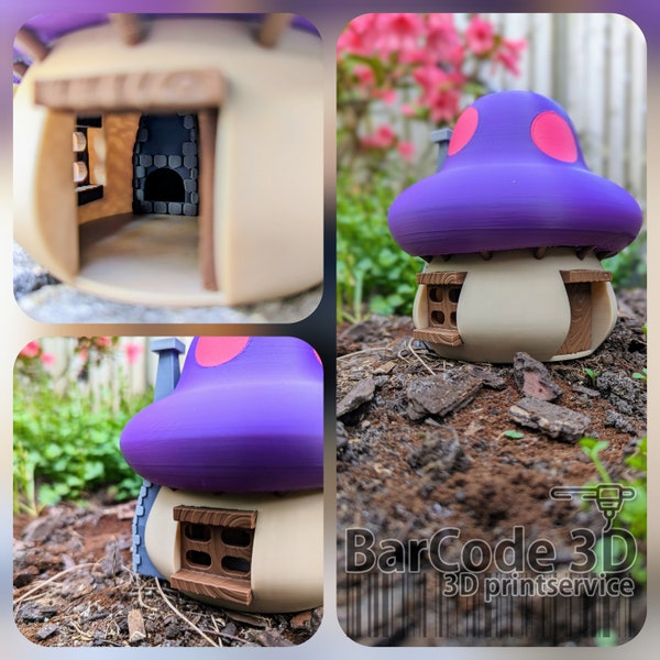 Schlümpfe Pilzhaus – Einzigartiger 3D-Druck, anpassbares Dach in verschiedenen Farben