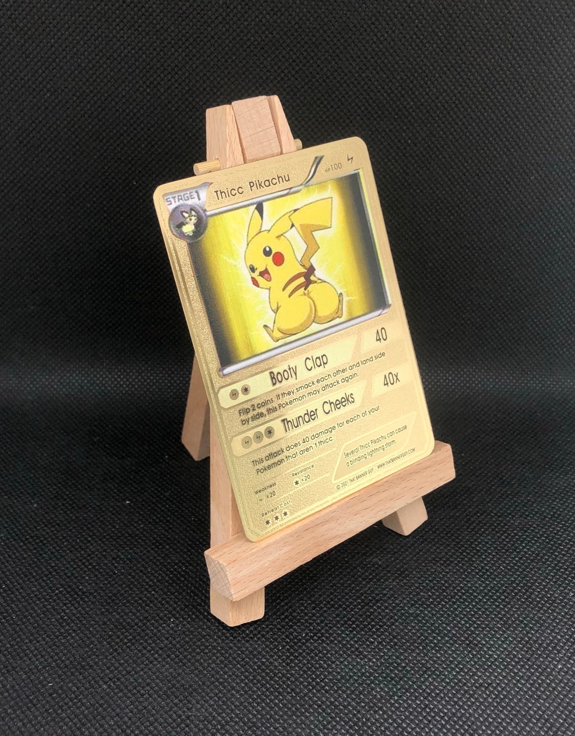 Thicc Pikachu Custom Gold Card Funny Anniversary Gift Etsy