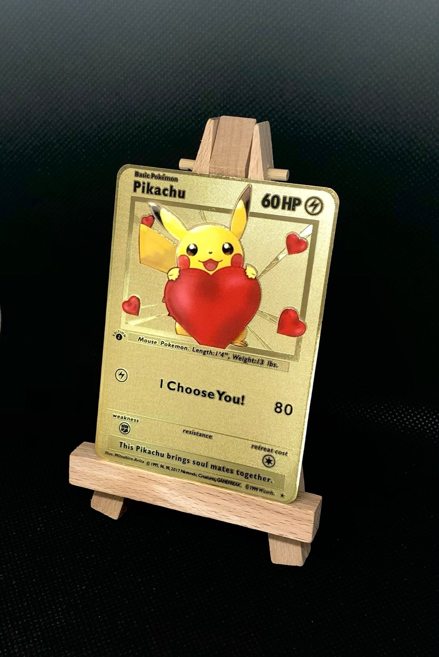 Pikachu i choose you gold pokemon card valentines day - etsy
