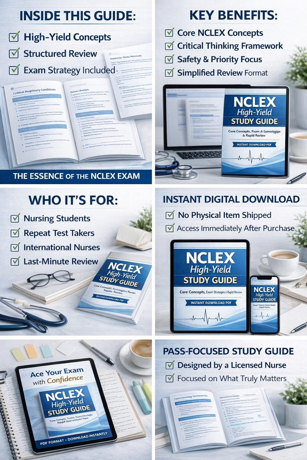 NCLEX Study Guide Bundle | 100 Practice Questions & High-yield Exam ...