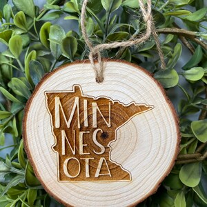 Minnesota state Ornament - Wood engraved and personalization| Christmas