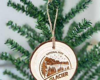 Glacier National Park Ornament - Wood engraved and personalization| Christmas