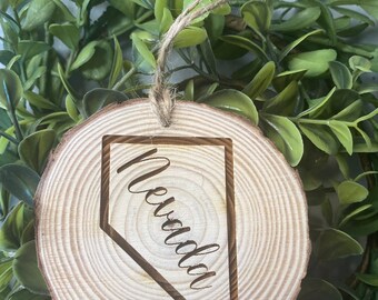 Nevada state Ornament - Wood engraved and personalization| Christmas