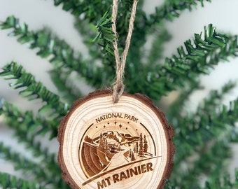 Mount Rainier National Park Ornament - Wood engraved and personalization| Christmas