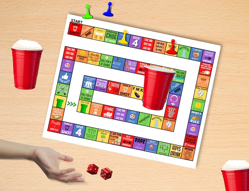 Printable Drinking Board Game, Instant Download, X-large - Etsy