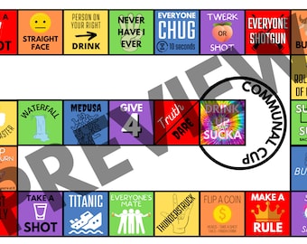 Printable Drinking Board Game, Instant Download, X-large - Etsy