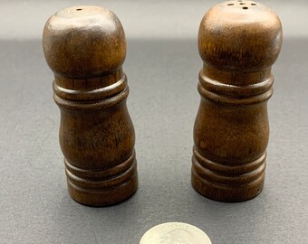 Vintage Mini Wooden Salt and Pepper Shakers 2.75”