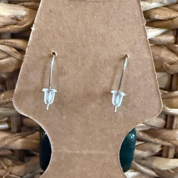Green Rectangular Bead Earrings in Silver - image 2