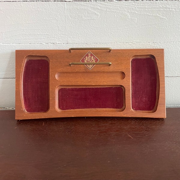 Vintage Wooden Valet with Wallet Stand