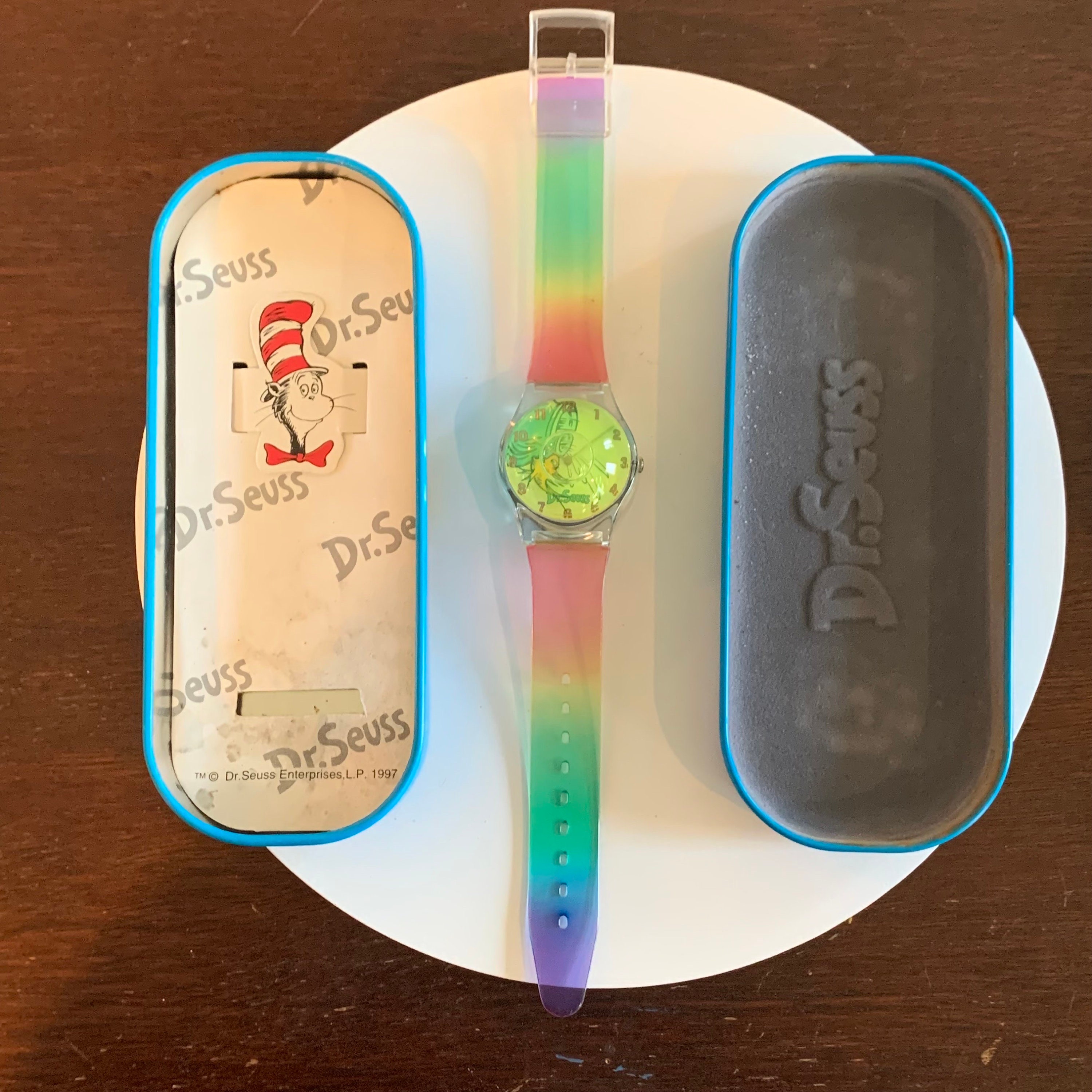 Vintage 1997 Dr Seuss Cat in the Hat Flip Top Watch Collectible with Novelty Tin Dr. Seuss Goldfish Cat in the Hat Watch - 1997 - Etsy main image 3