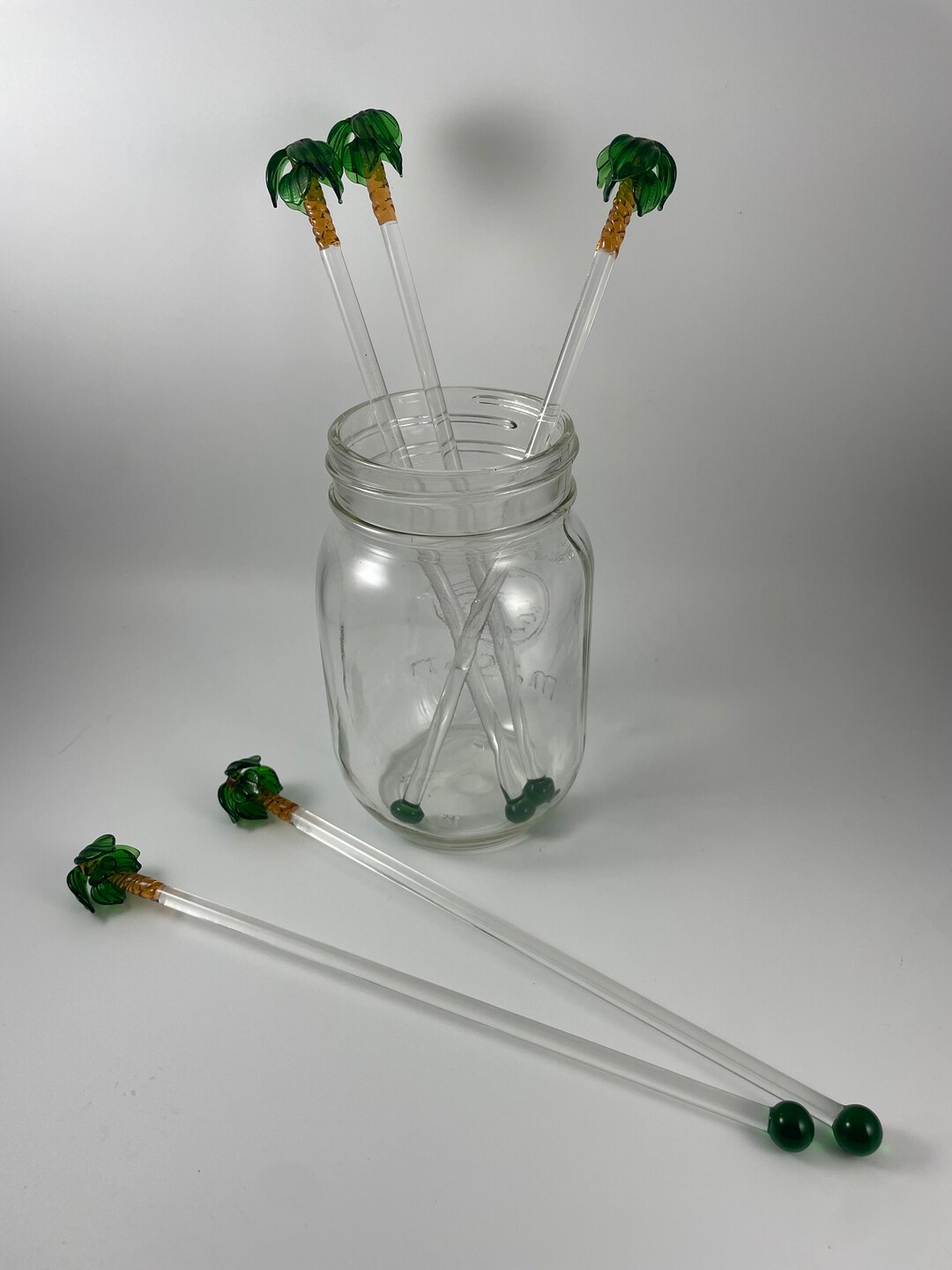 Glass Swizzle Sticks Palm Trees Etsy