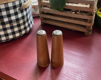 Vintage MCM Tapered Wooden Salt and Pepper Shaker Set