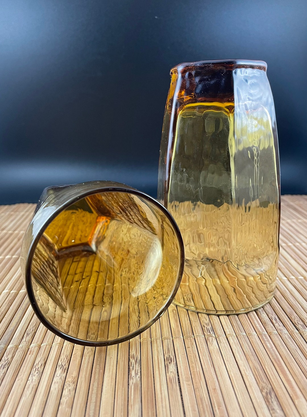 Vintage Libbey Ripple Amber Glass Paneled Water Tumblers Set - Etsy