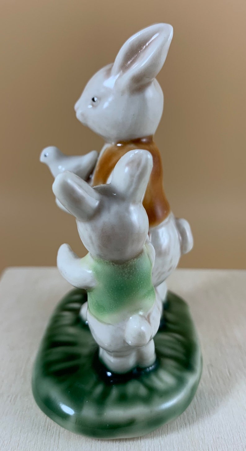 Vintage Albert Kessler Bunny Father and Son With Bird Easter - Etsy