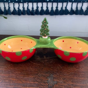 Mainstreet Collection Christmas Double Dip Bowls with Spreader