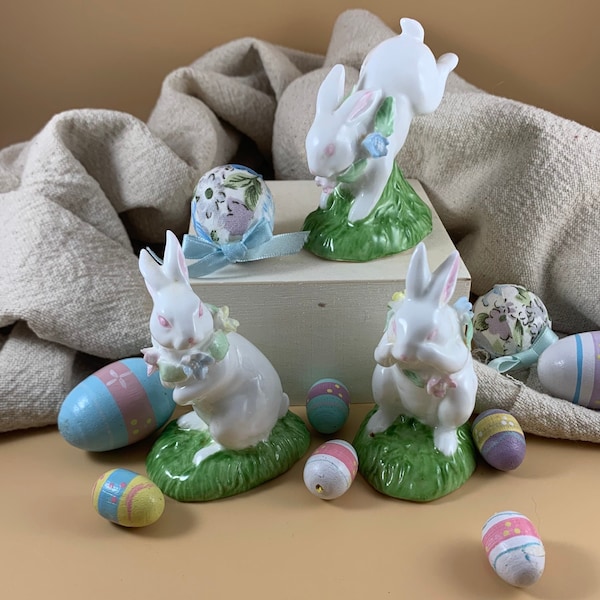 Vintage Bone China Easter Bunnies - Midwest - made in Taiwan - Early 1980’s