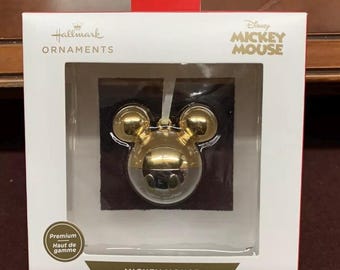 Metal Mickey Mouse Hallmark Premium Ornament in Silver and Gold Tones