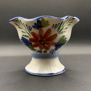 Small Handpainted Ceramic Compote Pedestal Bowl